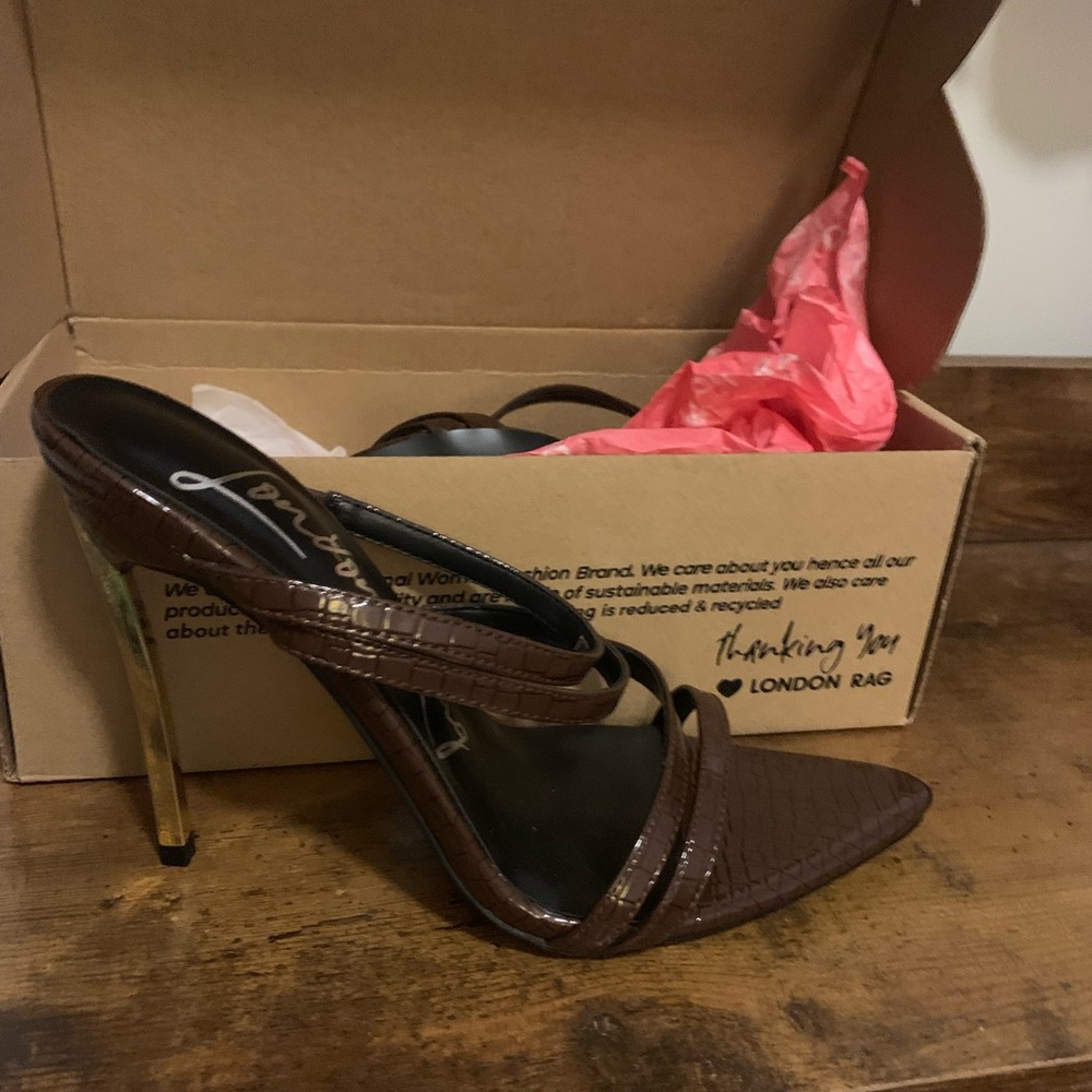 London Rag Strappy Espresso stiletto